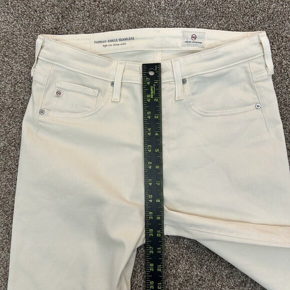 AG Women's Farrah Ankle Seamless Skinny Jeans Size 26 R Ivory Mid Rise EUC - Picture 11 of 16